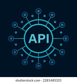 API icon in flat style. Software integration vector illustration on isolated background. Algorithm programming sign business concept.