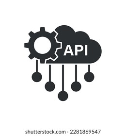 API icon in flat style. Software integration vector illustration on isolated background. Algorithm programming sign business concept.