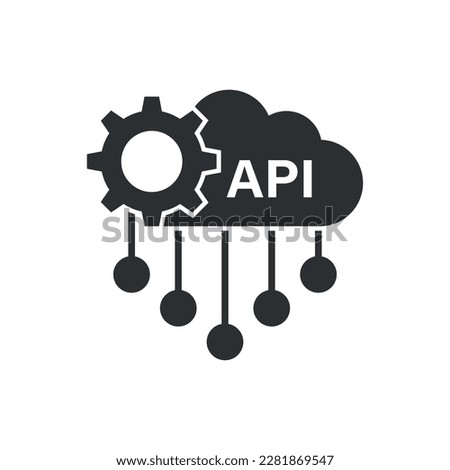 API icon in flat style. Software integration vector illustration on isolated background. Algorithm programming sign business concept.