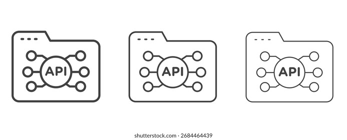 API icon in Line Art Style for Design collection