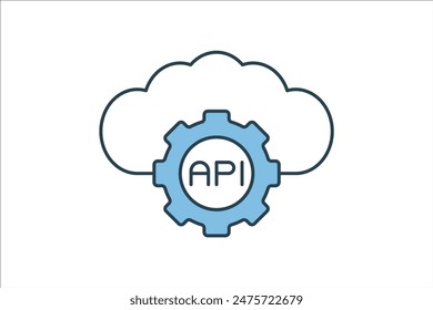 Icono de API. ícono relacionado con la computación en la nube. adecuado para Sitio web, App, interfaces de usuario, imprimible, etc. estilo de ícono de línea plana. diseño de Vector simple editable