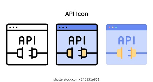 API Icon Related to Internet of Things. Line, Line Color, Flat Style.