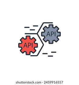 API icon. vector.Editable stroke.linear style sign for use web design,logo.Symbol illustration.