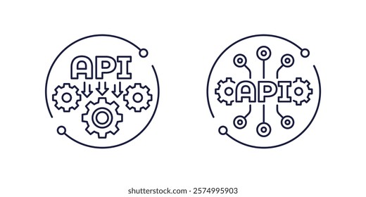 API icons for apps and web, application programming interface line vector