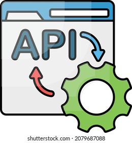 API Integration Concept, Web Service Access Vector Color Icon Design, Software and web development symbol on white background, Computer Programming and Coding stock illustration