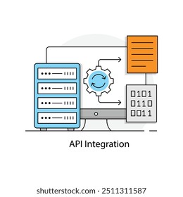 API-Integrationssymbol für nahtlose Anwendungskonnektivität und Datenaustausch mit editierbarem Strich.