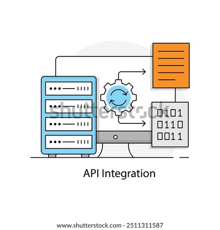 API Integration Icon for Seamless Application Connectivity and Data Exchange with editable stroke.