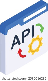 API Integration isometric Concept, Web Service Access Vector Icon Design, Software and web development symbol, Computer Programming and Coding stock illustration