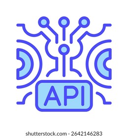 API Integration Line Icon, Outline Symbol for Software Connectivity, Data Synchronization, Cloud-Based Systems, Web Services, and Application Communication. Vector Sign Icon.