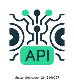 API Integration Line Icon, Outline Symbol for Software Connectivity, Data Synchronization, Cloud-Based Systems, Web Services, and Application Communication. Vector Sign Icon.