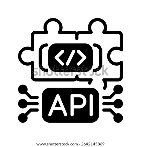 API Integration Line Icon, Outline Symbol for Software Connectivity, Data Synchronization, Cloud-Based Systems, Web Services, and Application Communication. Vector Sign Icon.