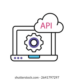 API Integration Vector Filled outline illustration style icon. EPS 10 file