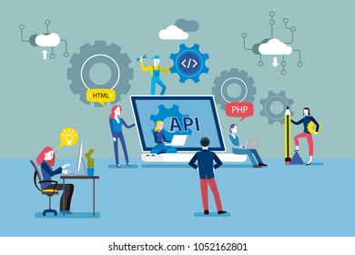 Api Interface Concept. Application Development Flat Vector Illustration.