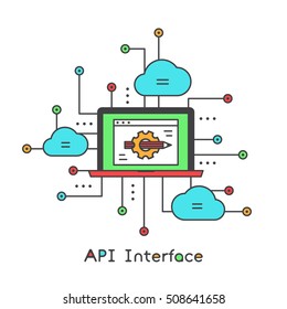 API Interface Data Development Platform, Modern Vector Icon Style Illustration