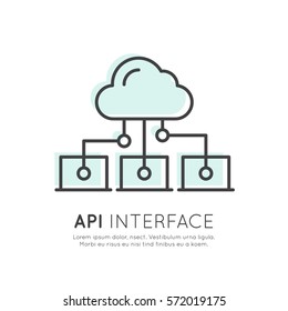 API Interface Data Development Platform, Modern Vector Icon Style Illustration