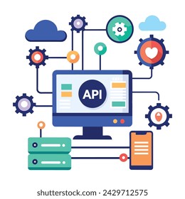 Api interface flat victor illustration on white background