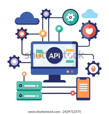 Api interface flat victor illustration on white background