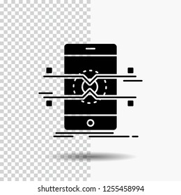 Api, interface, mobile, phone, smartphone Glyph Icon on Transparent Background. Black Icon