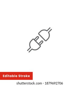 API line and glyph icon. Electric socket with a plug. Connection and disconnection concept. Editable stroke vector illustration EPS 10