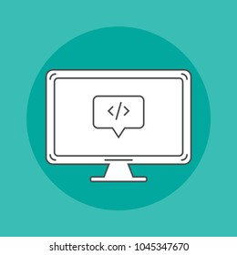 Api line icon on monitor on flat background