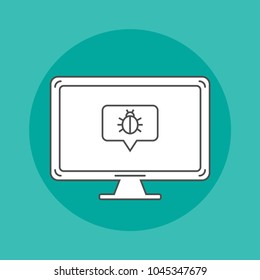 Api line icon on monitor on flat background