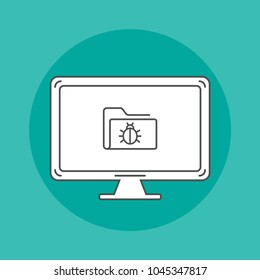 Api line icon on monitor on flat background