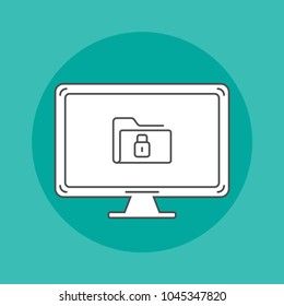 Api line icon on monitor on flat background