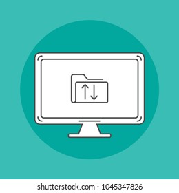 Api line icon on monitor on flat background