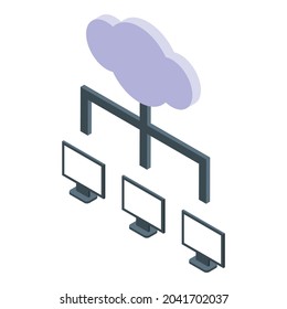 Api network cloud icon isometric vector. Web code. Software program