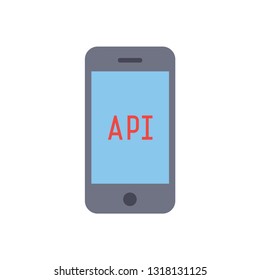 api on smartphone symbol in flat style
