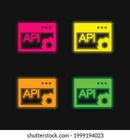 API Page four color glowing neon vector icon