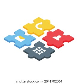 Api Puzzle Icon Isometric Vector. Code Development. Software Integration