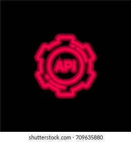Api red glowing neon ui ux icon. Glowing sign logo vector
