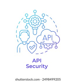 Api security blue gradient concept icon. Person verification, access management. Round shape line illustration. Abstract idea. Graphic design. Easy to use in infographic, presentation