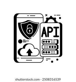 API Security Glyph Icon, Vector illustration