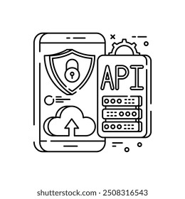 API Security Outline Icon, Vector illustration