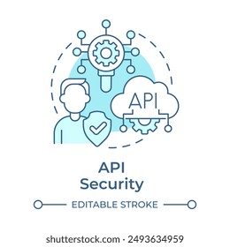 Api security soft blue concept icon. Person verification, access management. Network protocol. Round shape line illustration. Abstract idea. Graphic design. Easy to use in infographic, presentation