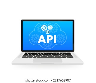 API settings on laptop software, computer technology isolated on white background. Vector illustration