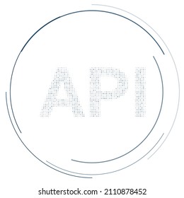 The api symbol filled with dark blue dots. Pointillism style. Vector illustration on white background