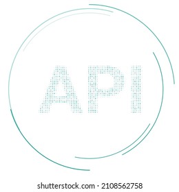 The api symbol filled with teal dots. Pointillism style. Vector illustration on white background