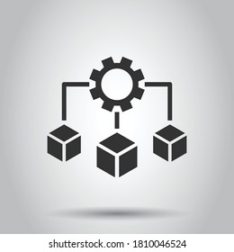 Api technology icon in flat style. Algorithm vector illustration on white isolated background. Gear with arrow business concept.