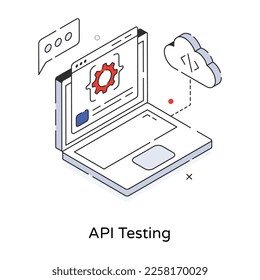 Api testing isometric icon is up for digital use  