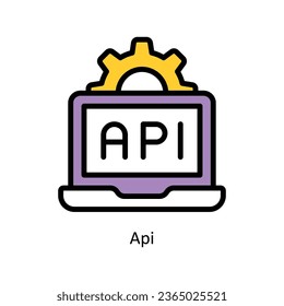 Api vector Fill outline icon illustration. EPS 10 File.