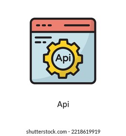 API  Vector  Filled Outline Icon Design illustration. Cloud Computing Symbol on White background EPS 10 File