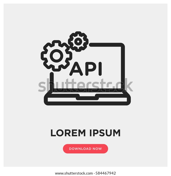 Apiベクター画像アイコン コンピューターウェブサービスシンボル ウェブサイトまたはモバイルアプリ用の最新の簡単な平らなベクター画像イラスト のベクター画像素材 ロイヤリティフリー