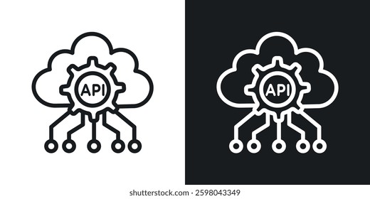 API vector icon set in black and white color.