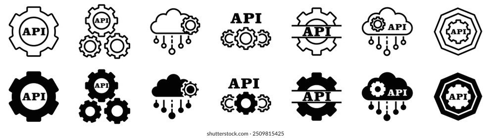 API vector icon. software integration illustration sign. application symbol. Cloud logo. development sign or logo. stock vector. eps 10. illustration.