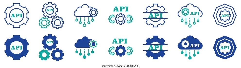 API vector icon. software integration illustration sign. application symbol. Cloud logo. development sign or logo. stock vector. eps 10. illustration.