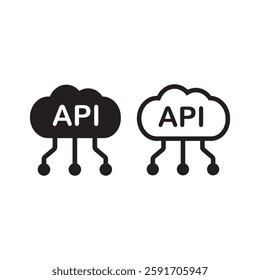 API vector icons set isolated on white
