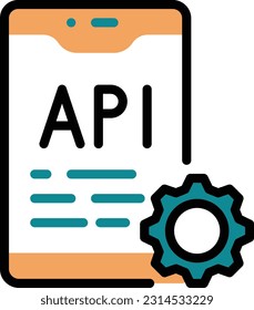API  Vector illustration on a transparent background. Premium quality symmbols. Line Color vector icons for concept and graphic design.